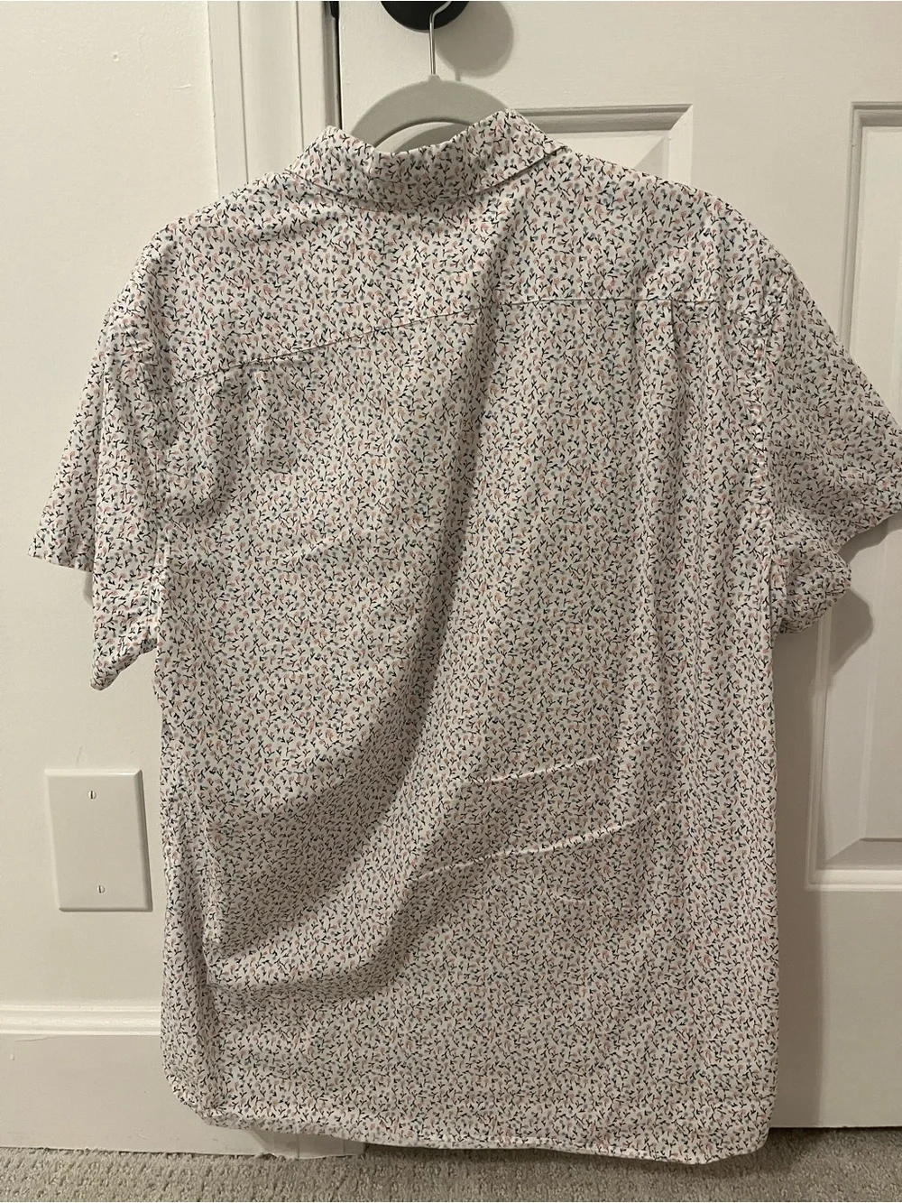 J. Crew Short-Sleeve Button-Down Shirt in White with Multicolor Micro Floral